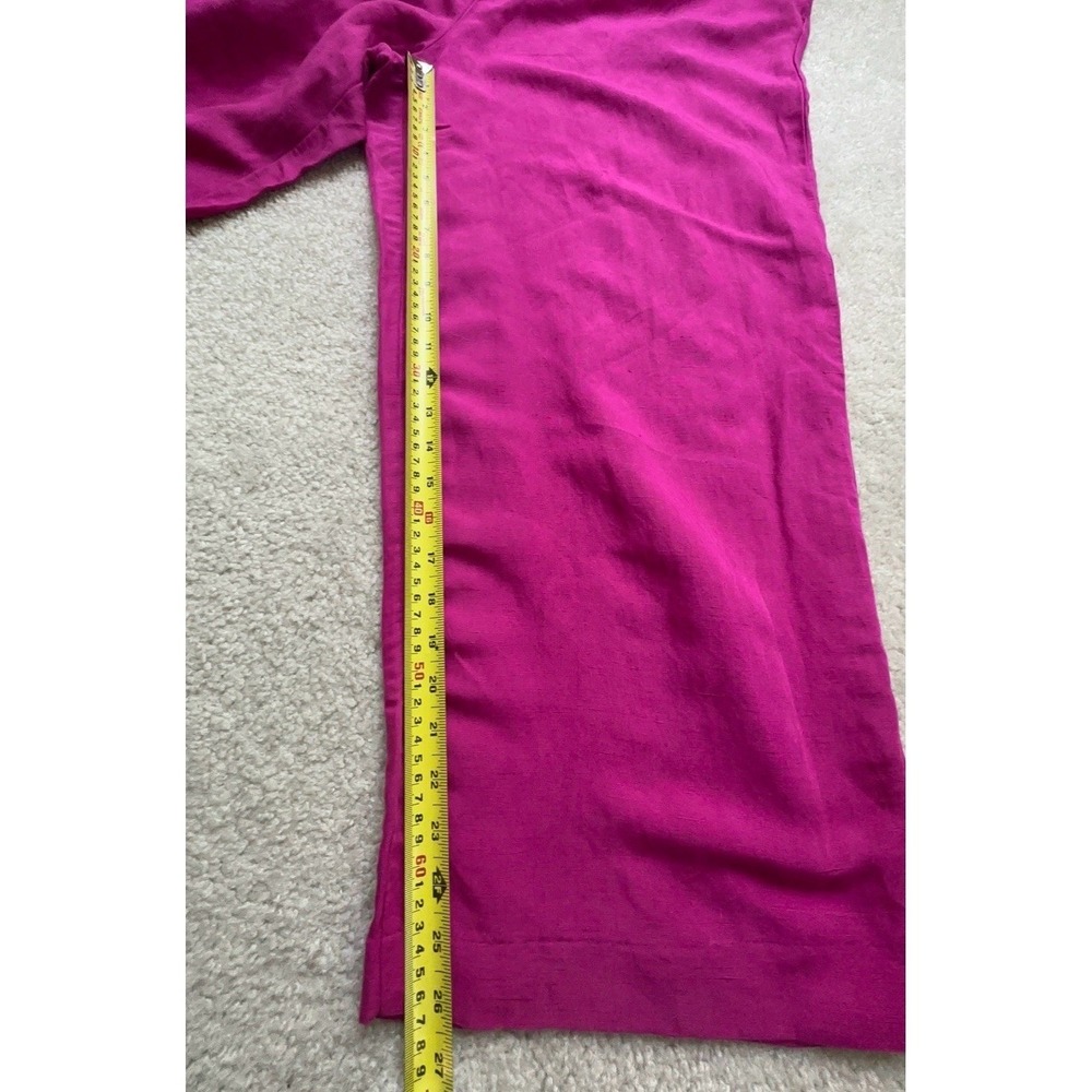 H&M Linen Blend Wide Leg Crop Pull On Pants Size XL  Hot Pink - Picture 8 of 9